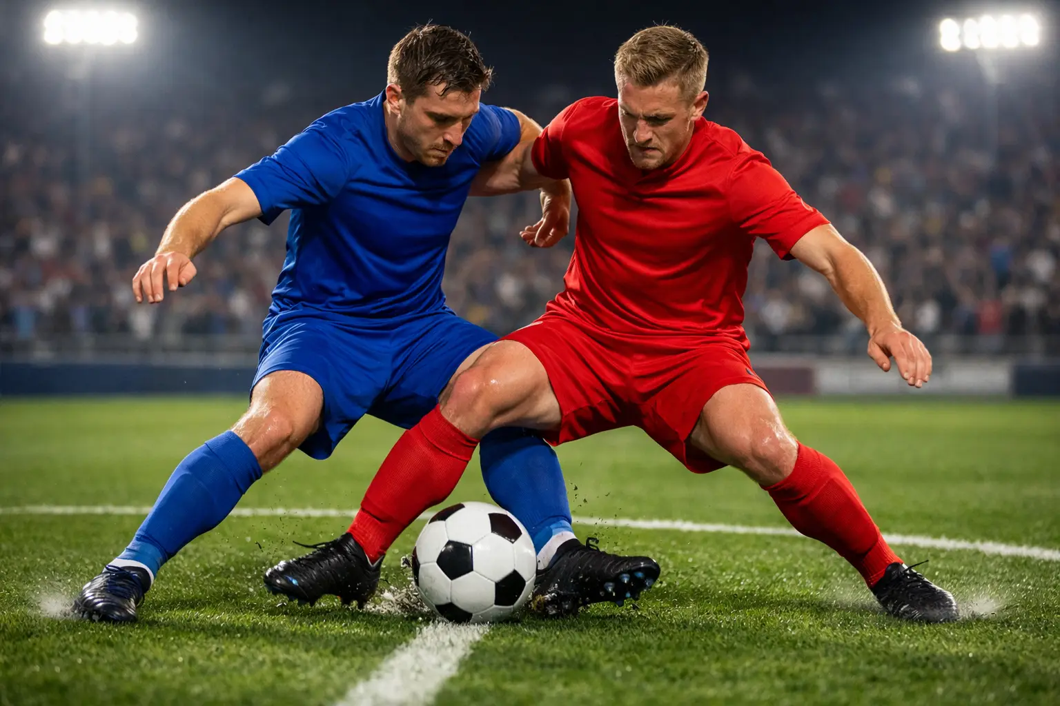 Voetballers in actie tijdens topwedstrijd in Nederland