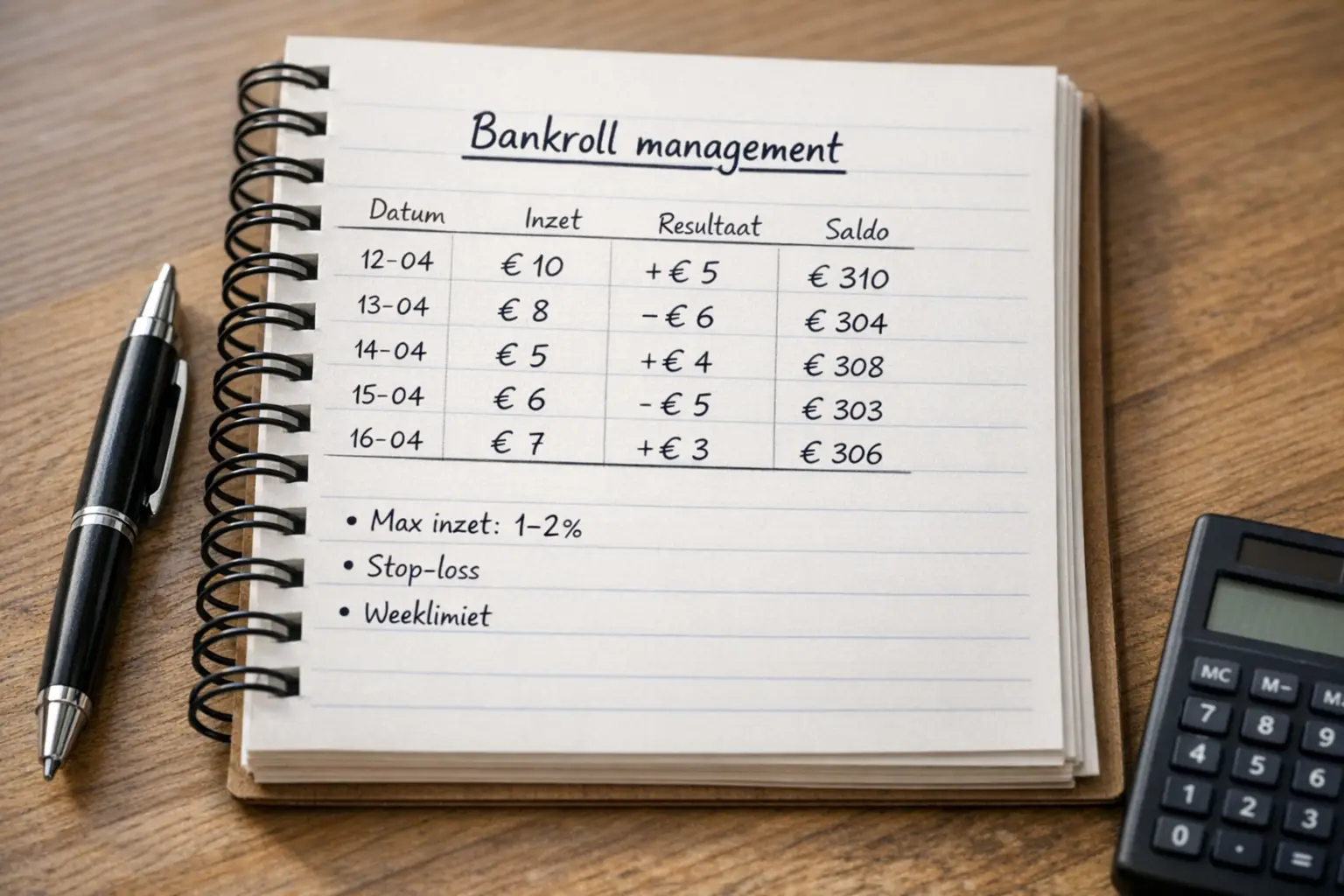 Notitieboek met budgetplanning en eurotekens